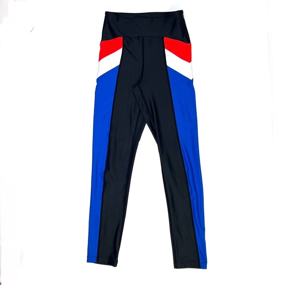 P.E Nation Side Stripe Red White Blue Sporty Athletic Leggings Size XS - Picture 7 of 14